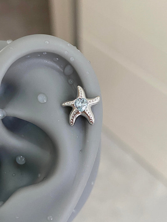 Aqua Star Helix Earrings