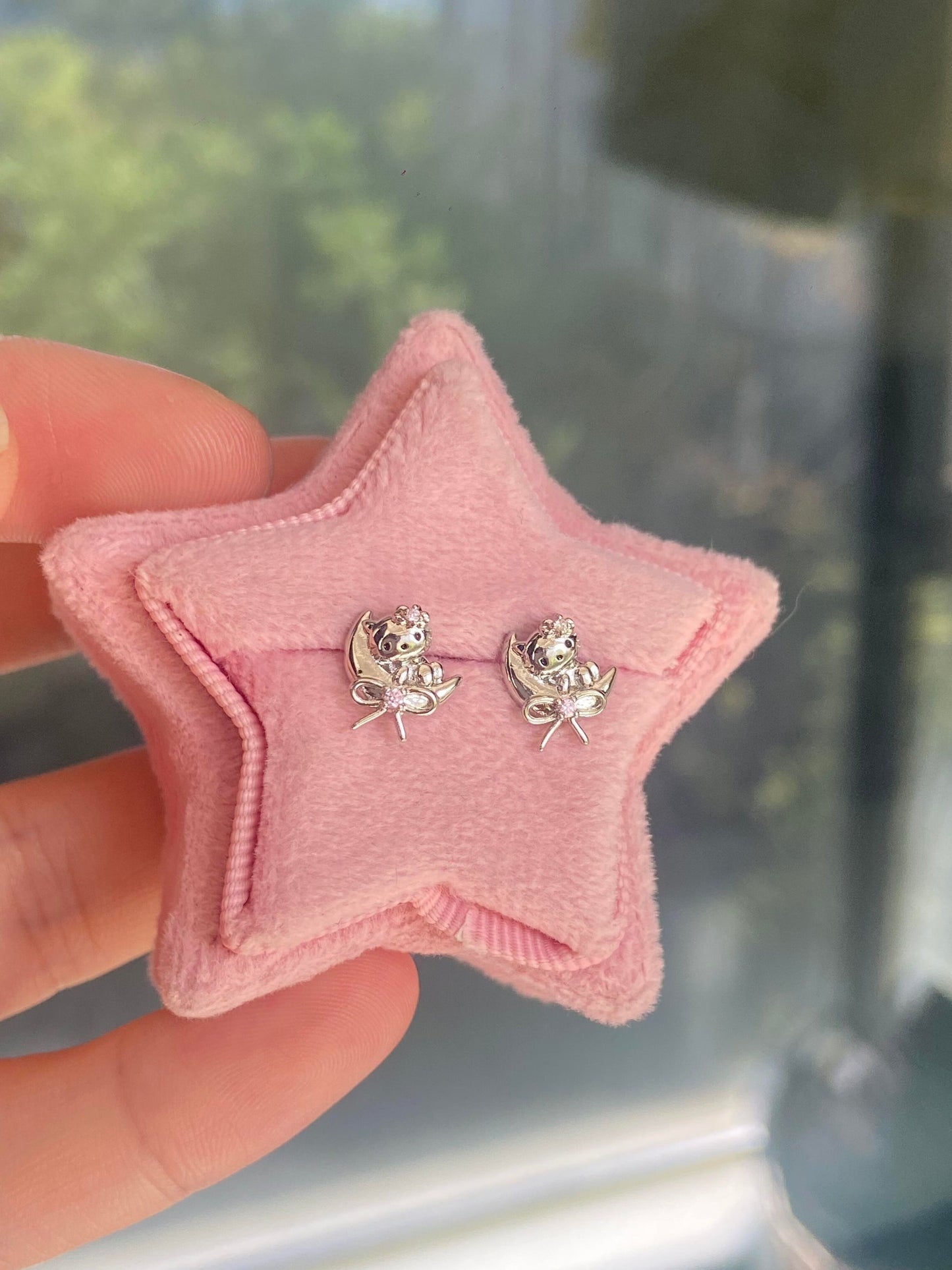 Moon Kitty Helix Earrings