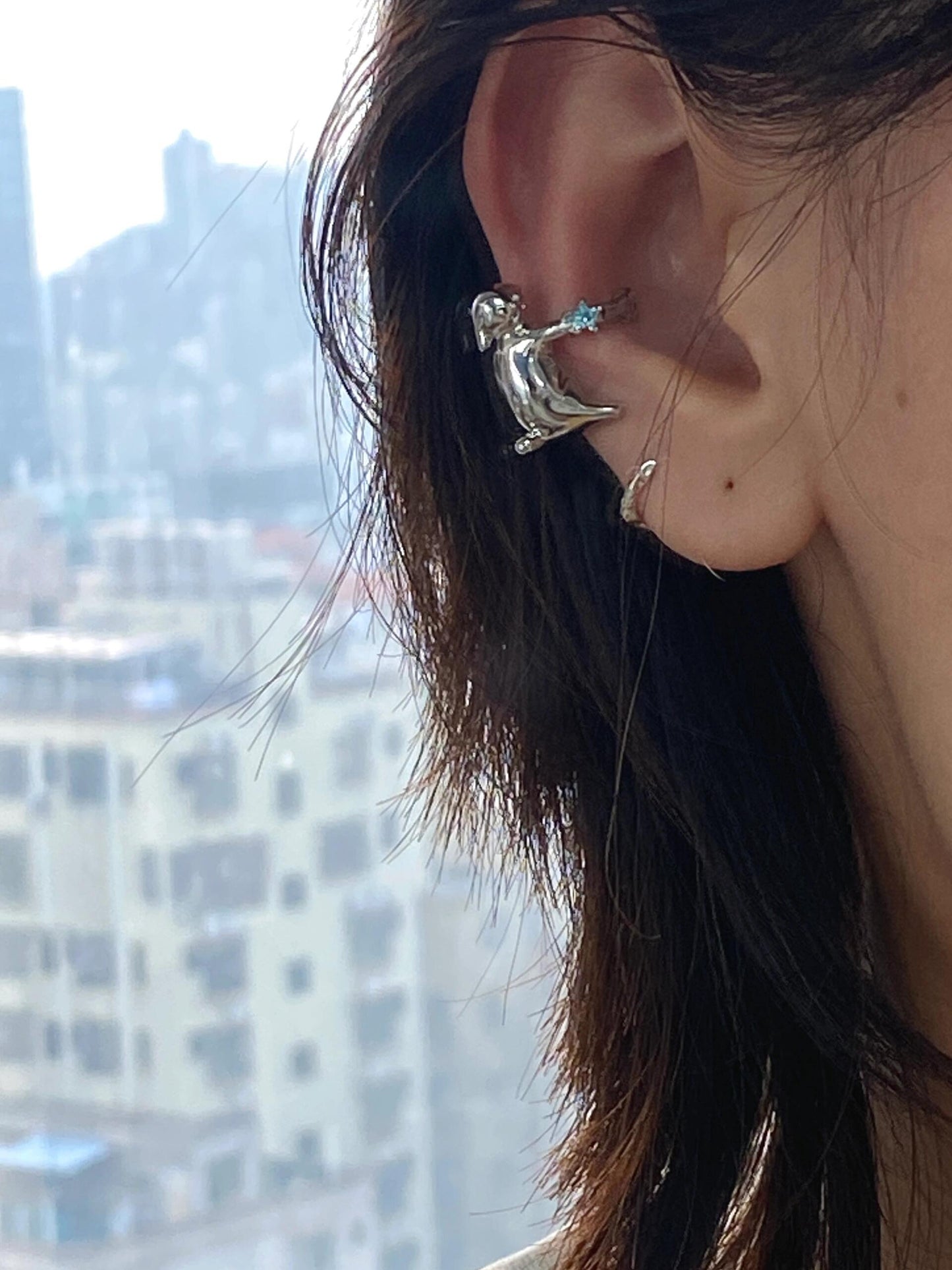 Puppy Ear Hug Cuff Conch Earrings