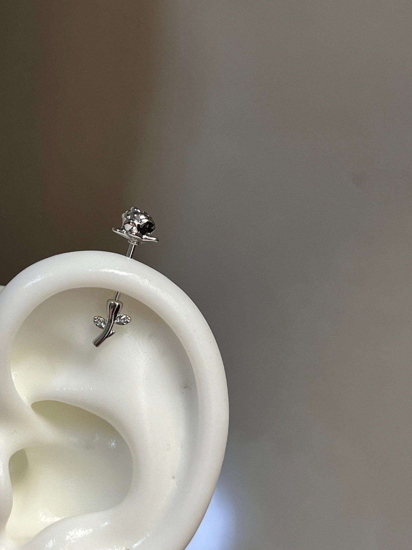 Steel Rose Helix Earrings