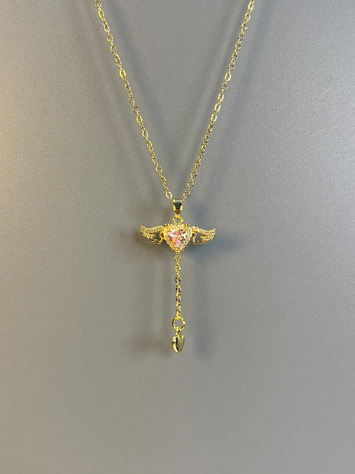 Pink Angel Heart Fidget Necklace