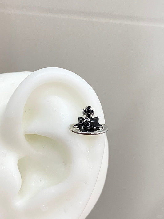 3D Saturn Kitty Helix Earrings