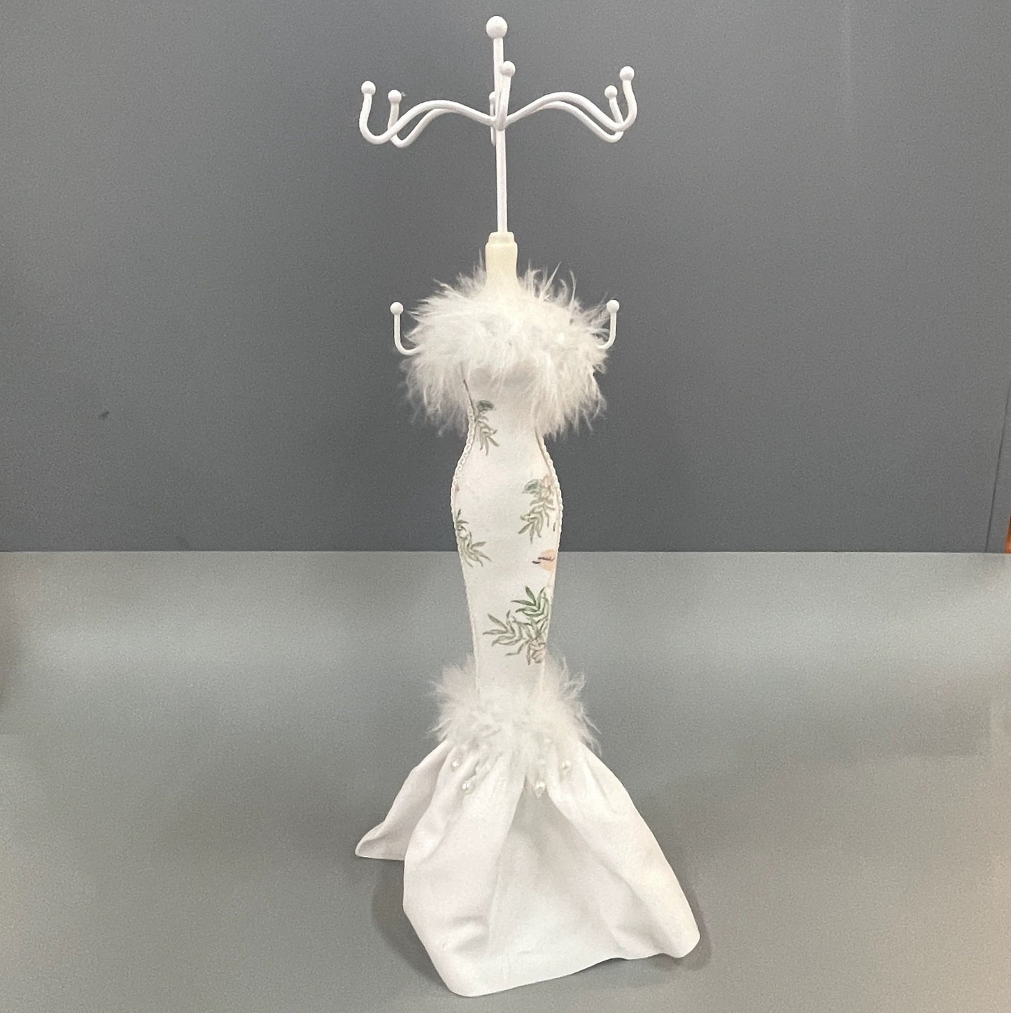 Floral White Mannequin Jewelry Stand