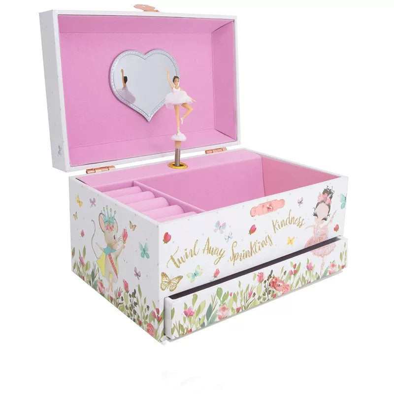 White Floral Ballerina Jewelry Box