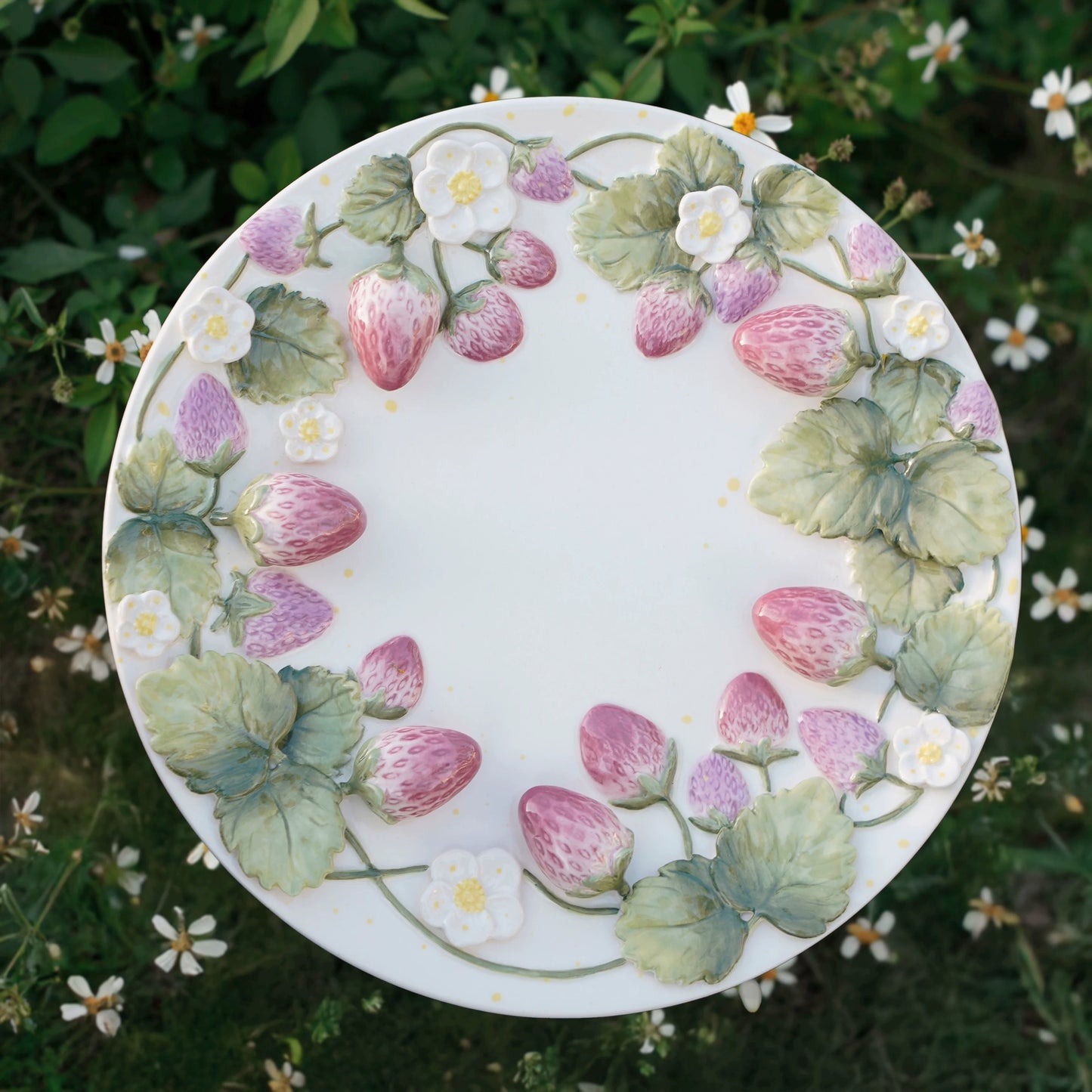 White Pink Strawberry Floral Jewelry Tray Organizer