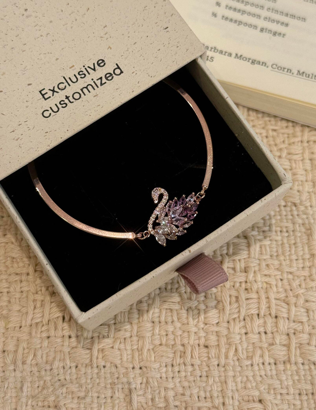 Purple Crystal Swan Bangle