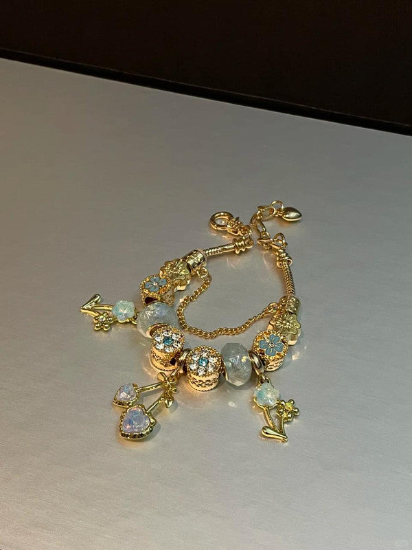 Shimmering Cherry Blossom Charm Bracelet