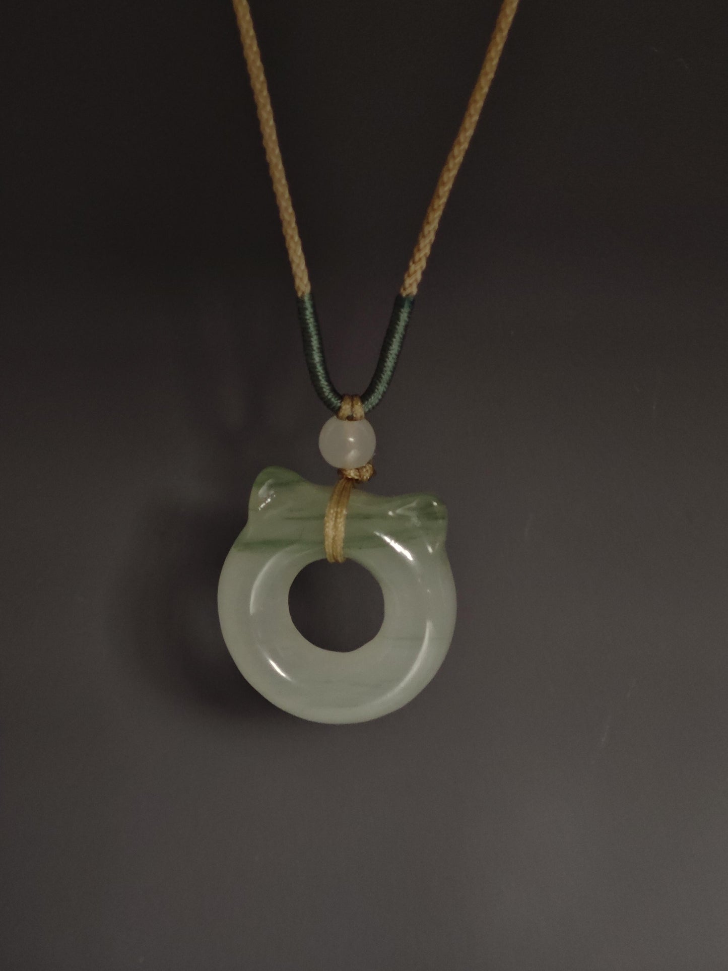 Jade Cat Ear Donut Necklace