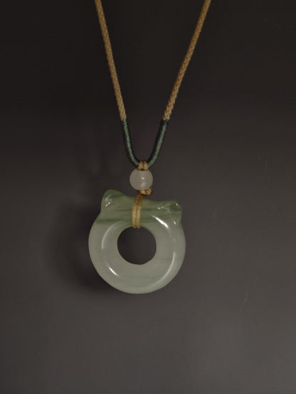 Jade Cat Ear Donut Necklace