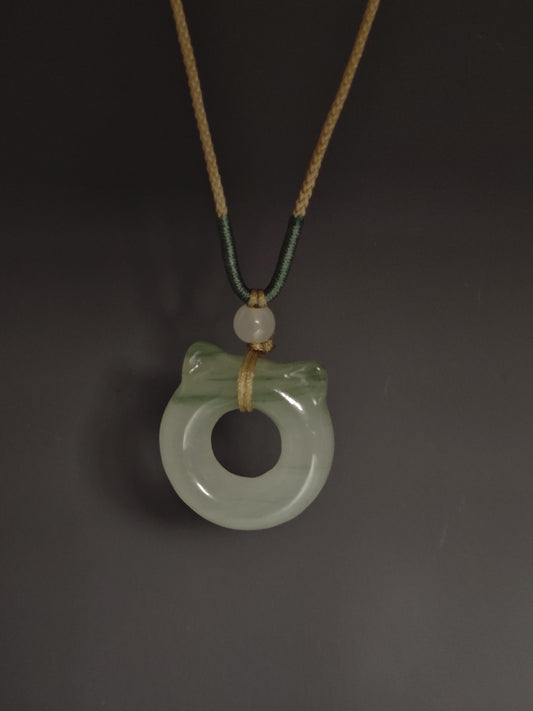 Jade Cat Ear Donut Necklace