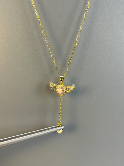 Pink Angel Heart Fidget Necklace