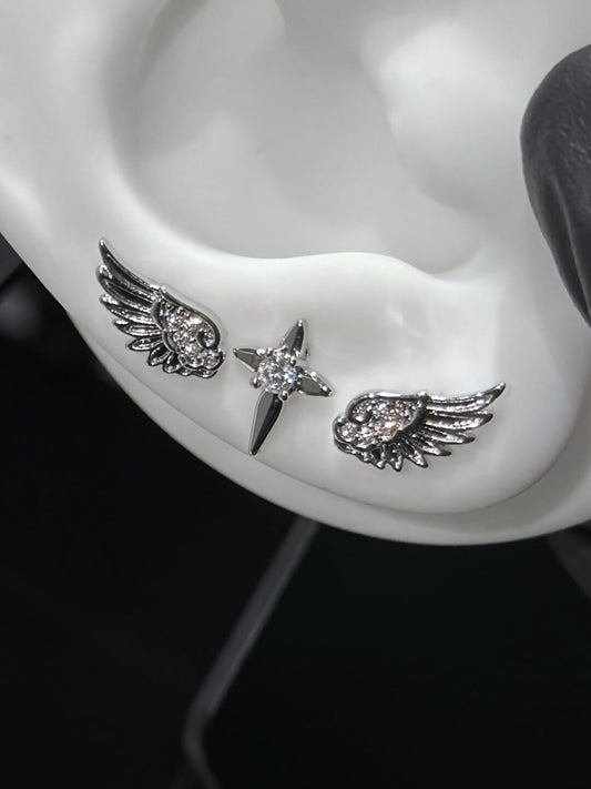 Astral Wings Triple Lobe Earring Stack