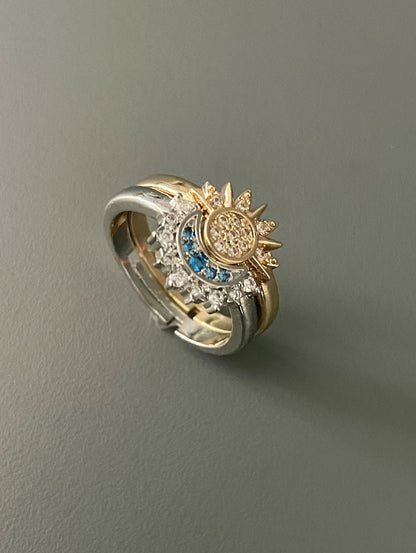 sun & moon adjustable matching rings