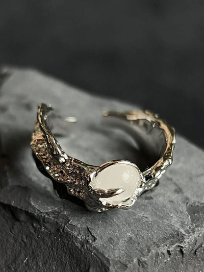 Silver Branch White Stone Adjustable Ring