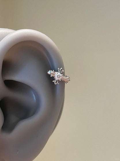 Chrome Cross Helix Earrings