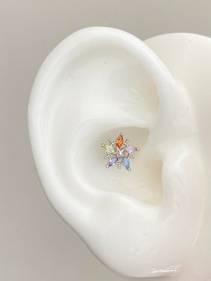Rainbow Starburst Helix Earrings