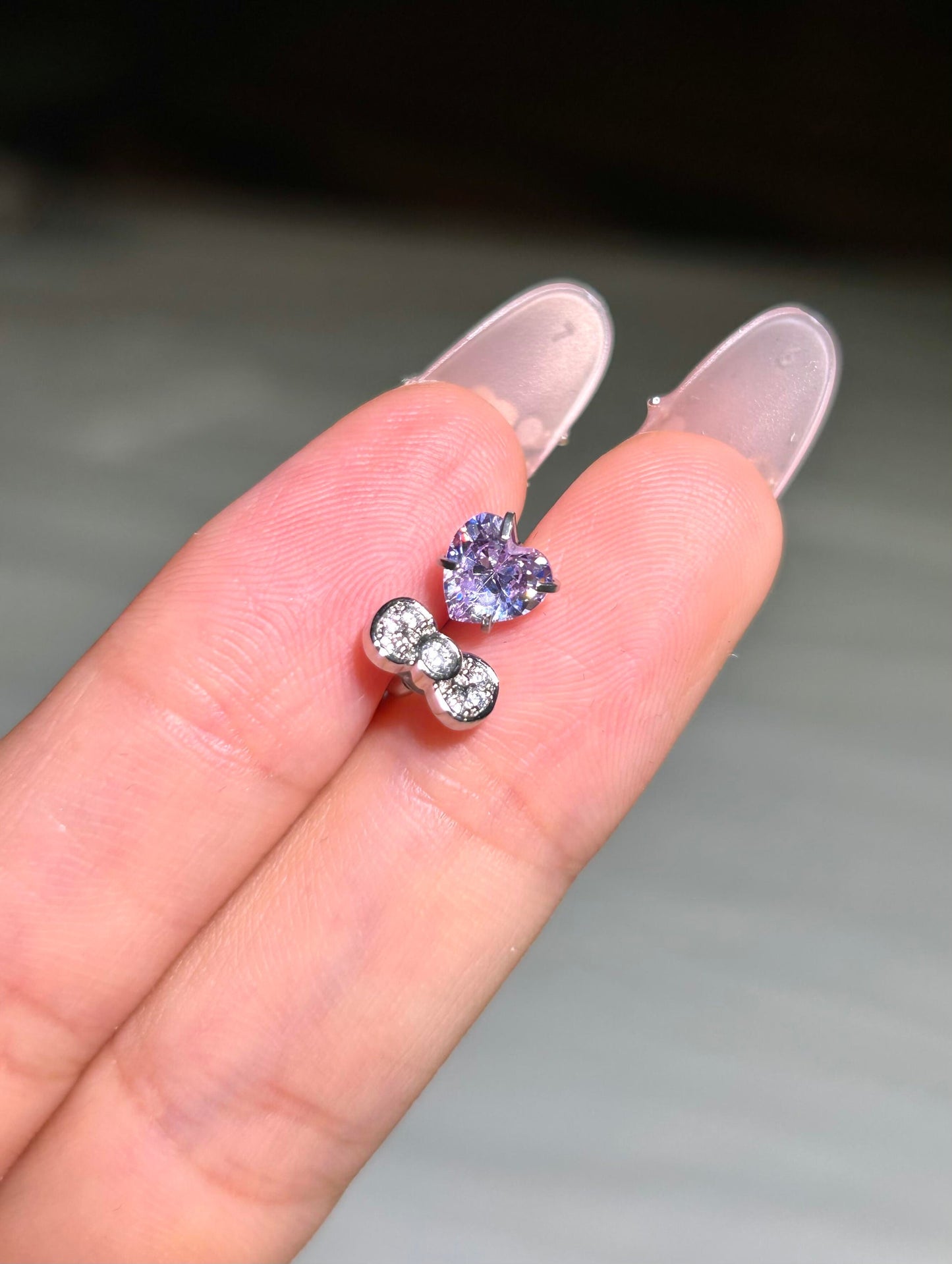 Purple Heart Kitty Helix Earrings