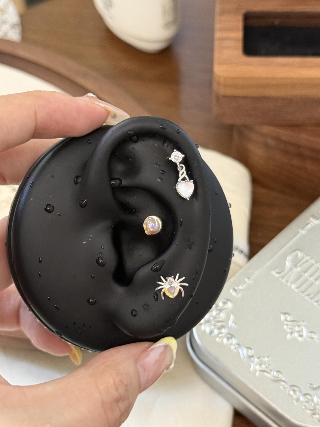 Crystal Heart Helix Earrings