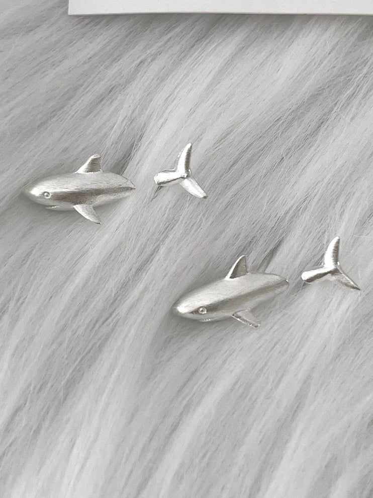Moonlit Shark Double Lobe Earrings