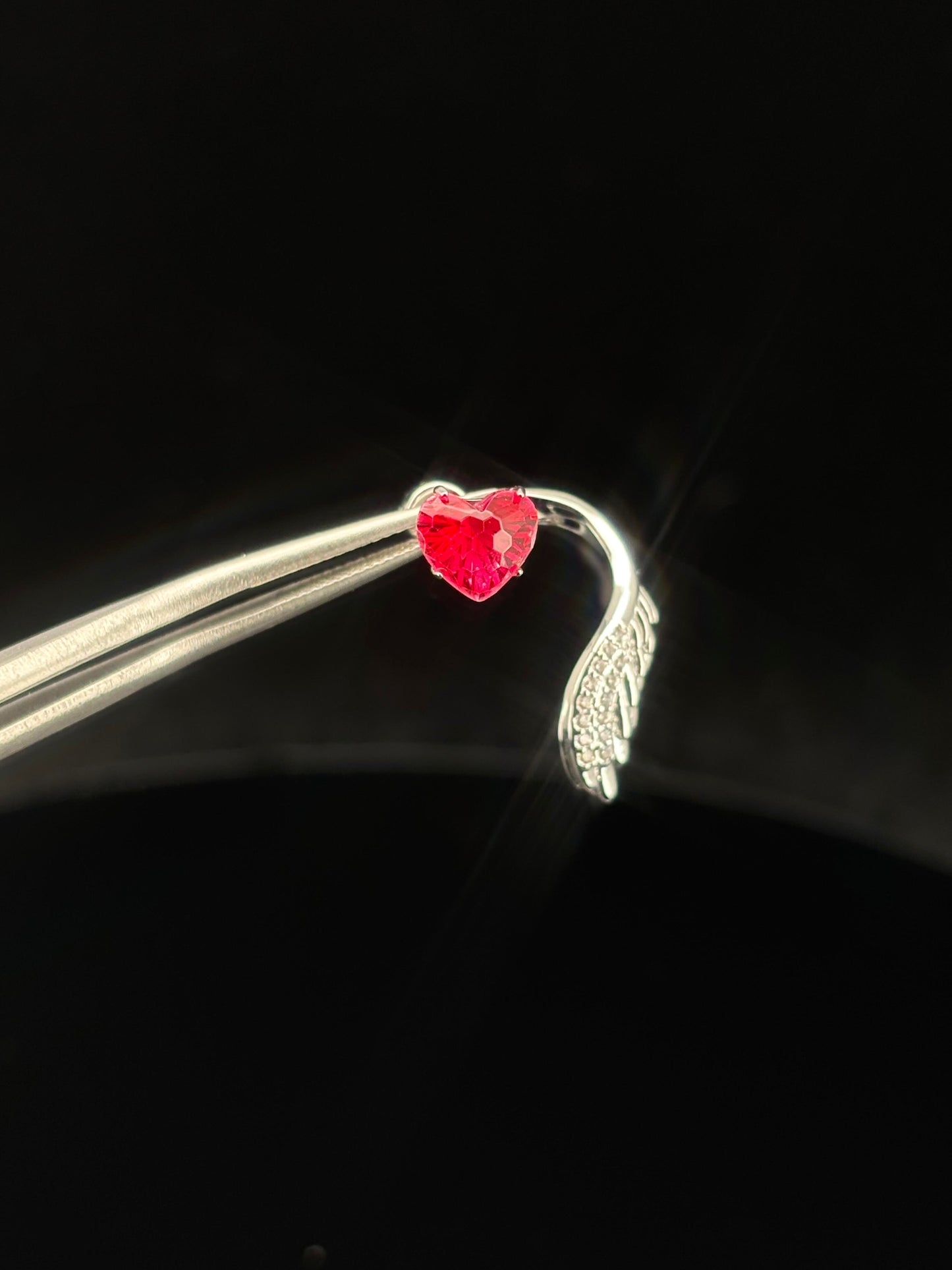 Red Heart Halo Wings Helix Earrings