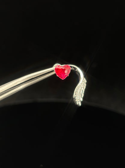 Red Heart Halo Wings Helix Earrings