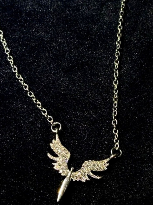 Crystal Pave Angel Wing Necklace