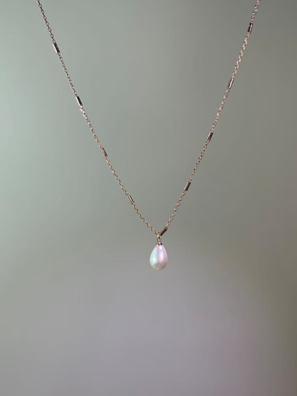 Delicate Bar Link Pearl Necklace