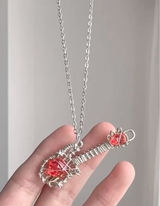 Rock Heart Wire-Wrapped Guitar Necklace