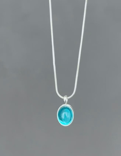 Aqua Glow Minimalist Pendant Necklace