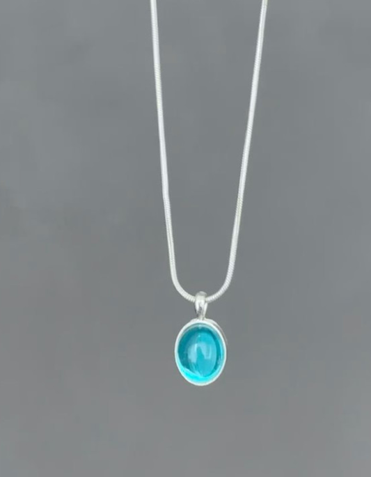 Aqua Glow Minimalist Pendant Necklace