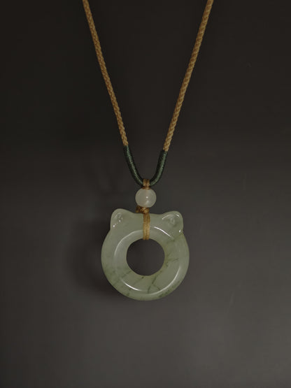 Jade Cat Ear Donut Necklace