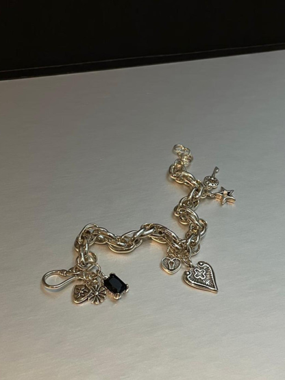 Olive Green Gemstone Cluster Bolo Bracelet