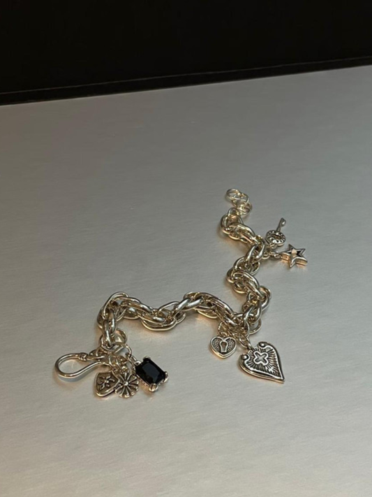 Olive Green Gemstone Cluster Bolo Bracelet