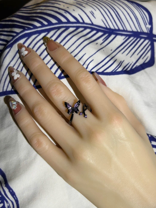 Purple Zirconia Sparkle Butterfly Ring