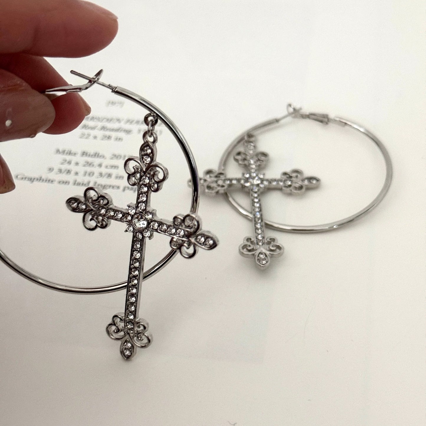 Angelic Cross Hoop Earrings