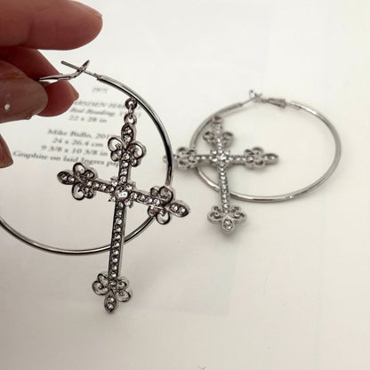 Angelic Cross Hoop Earrings
