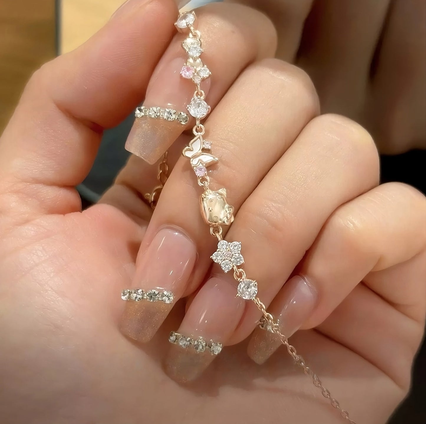Rose Gold Kitty Butterfly Glow Bracelet