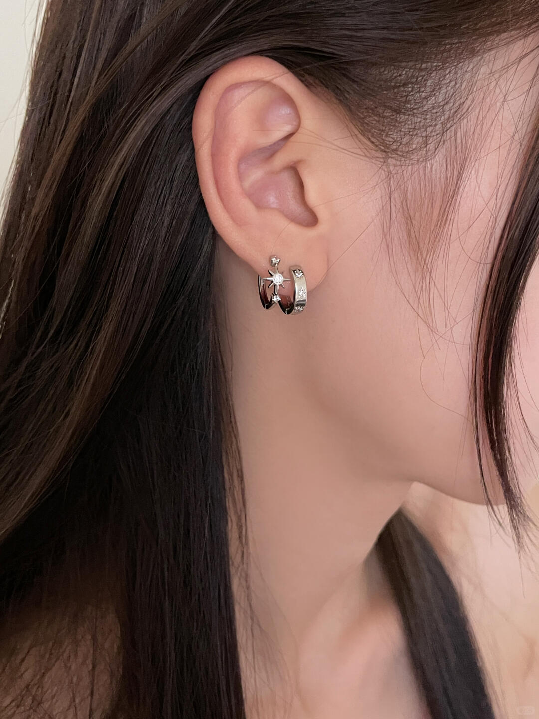 Twin Star Double Lobe Earring Stack