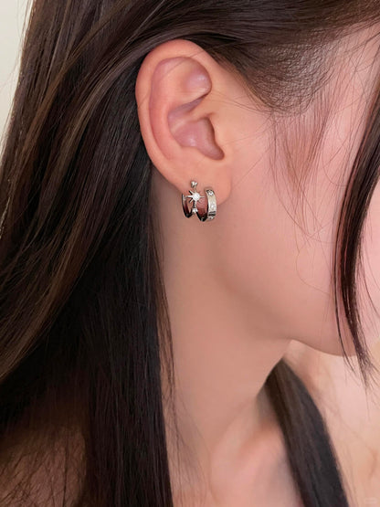 Twin Star Double Lobe Earring Stack