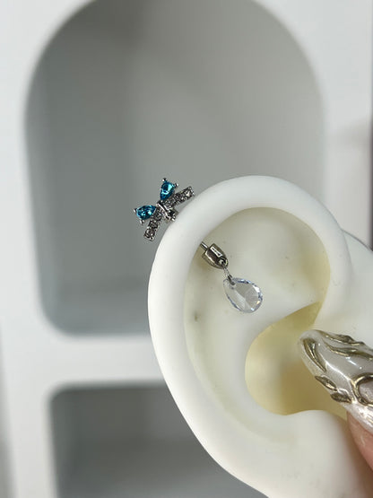 Icy Bow Vertical Helix Earrings