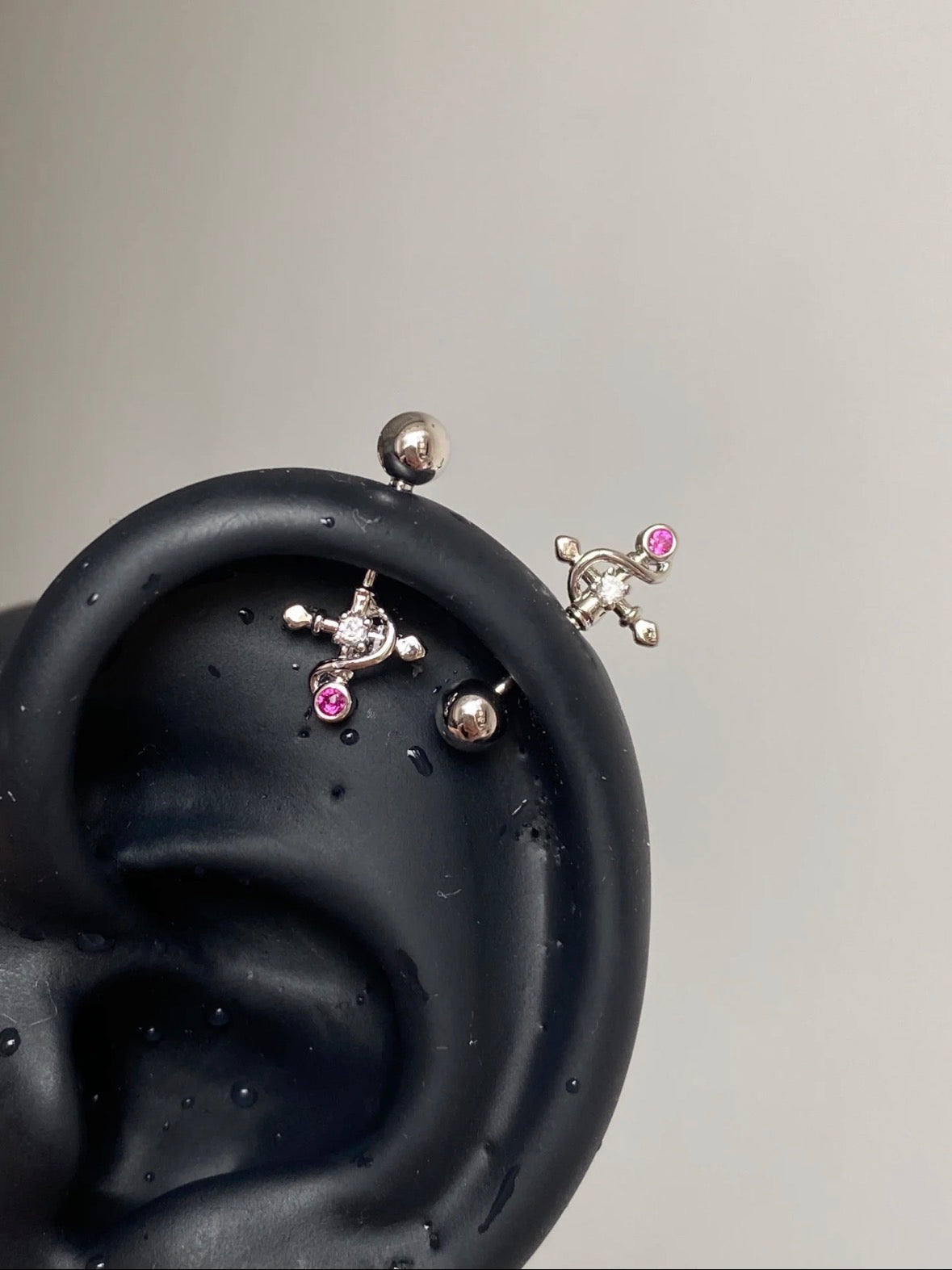 Cross Twirl Vertical Helix Earrings