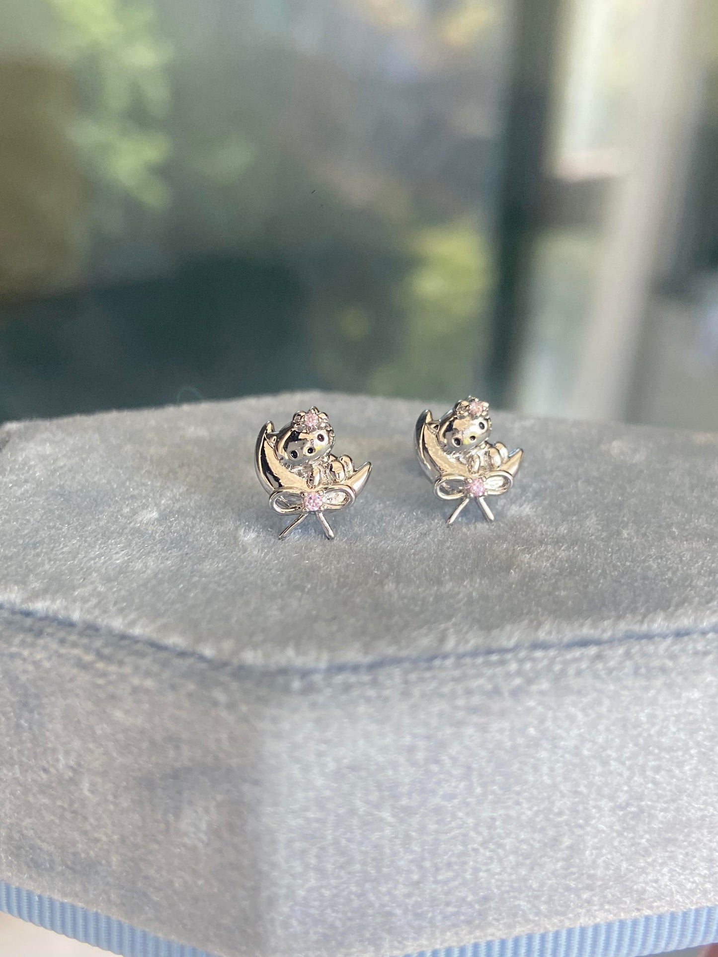 Moon Kitty Helix Earrings