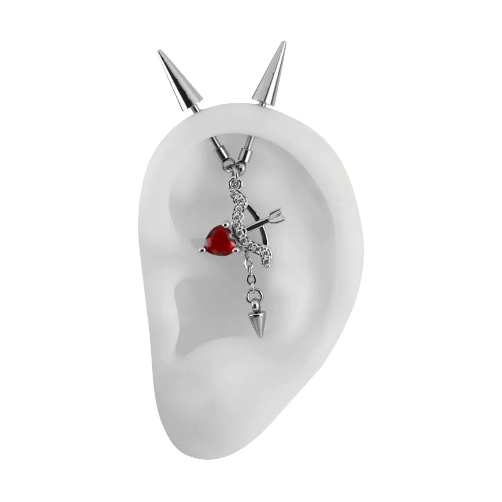 Spiked Love Vertical Helix Earrings