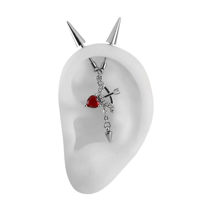 Spiked Love Vertical Helix Earrings