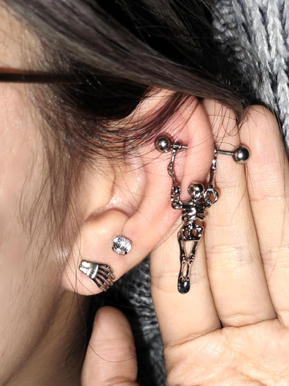 Hanging Skeleton Helix Earrings