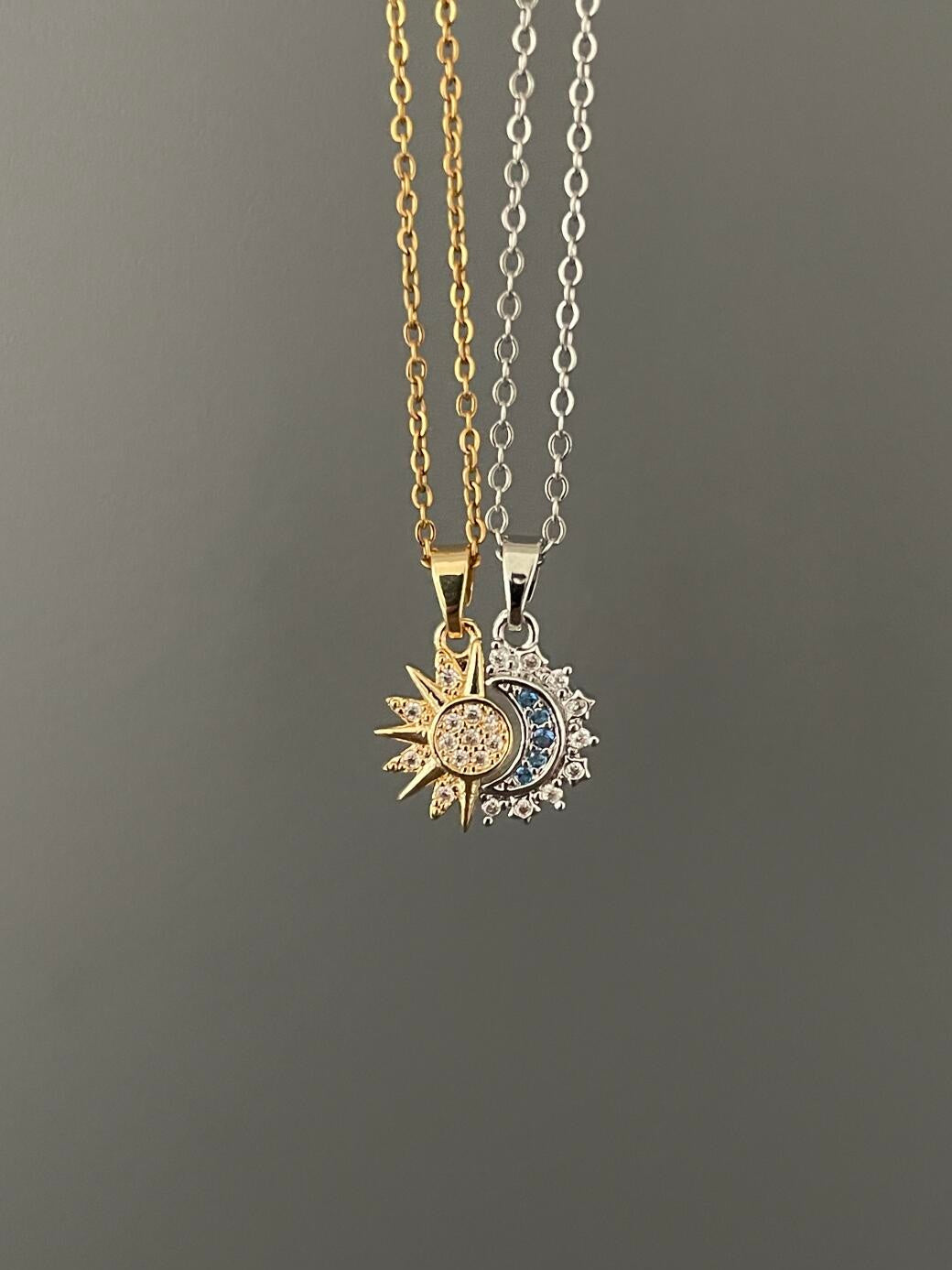 Sun & moon matching necklace