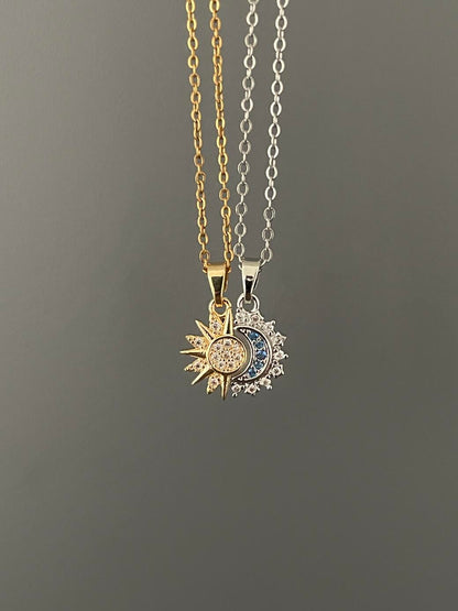 Sun & moon matching necklace