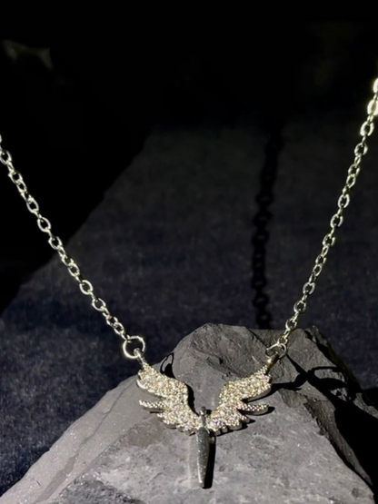 Crystal Pave Angel Wing Necklace