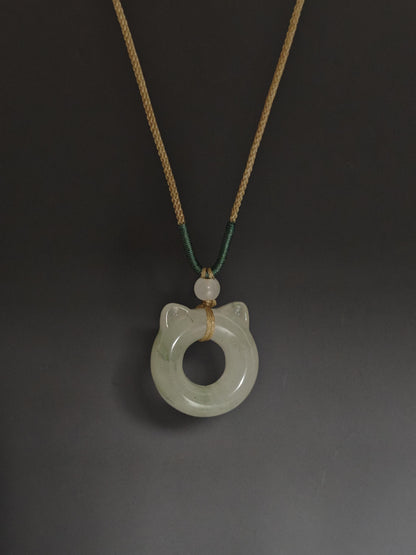 Jade Cat Ear Donut Necklace
