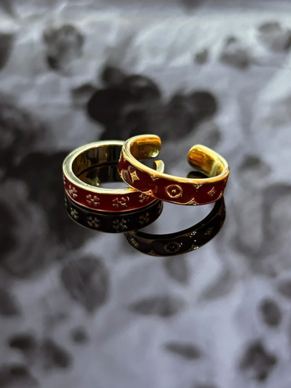 Ruby Red Flower Band Ring
